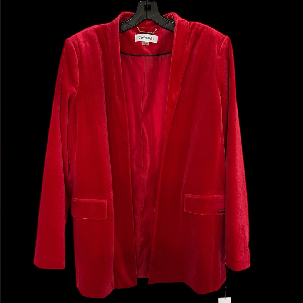 NWT Calvin Klein Women's open front Red Blazer size 14